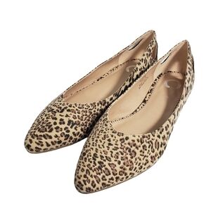 Journee Collection Devon Leopard Cut Out Pointed Toe Flats Sz 7.5